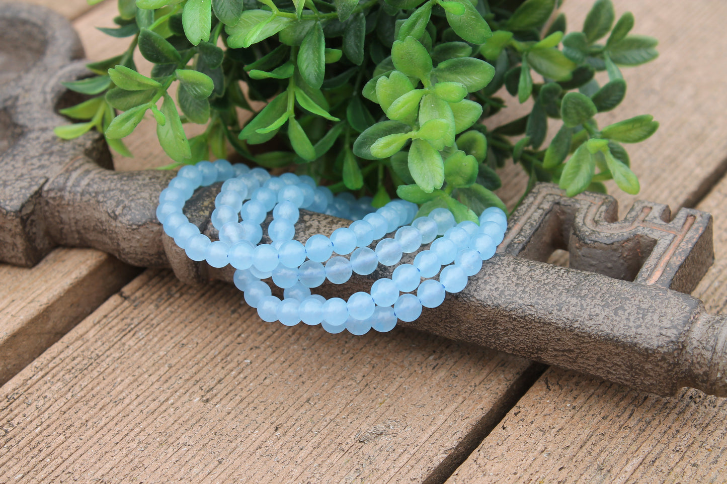 Chalcedony Bracelets - 6mm (Blue) and 2mm (Rainbow)