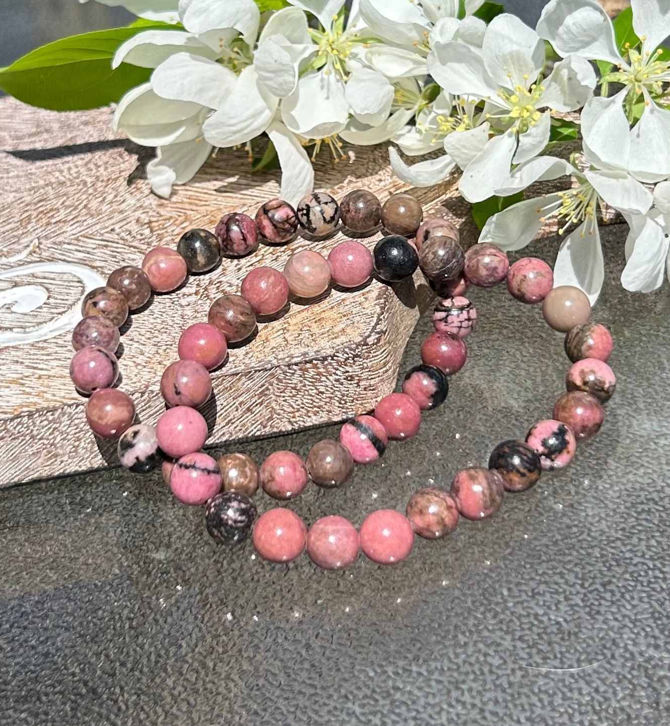 Rhodonite Bracelets - 6mm and 8mm