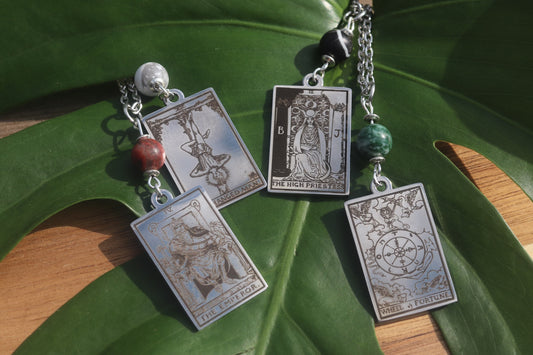 Tarot Card necklaces - 24" length with stones