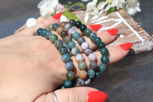 Moss Agate Bracelets - 8mm & 2mm