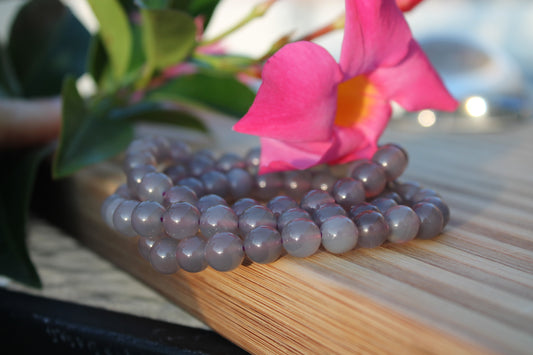 Natural Grey Agate Bracelet - 8mm