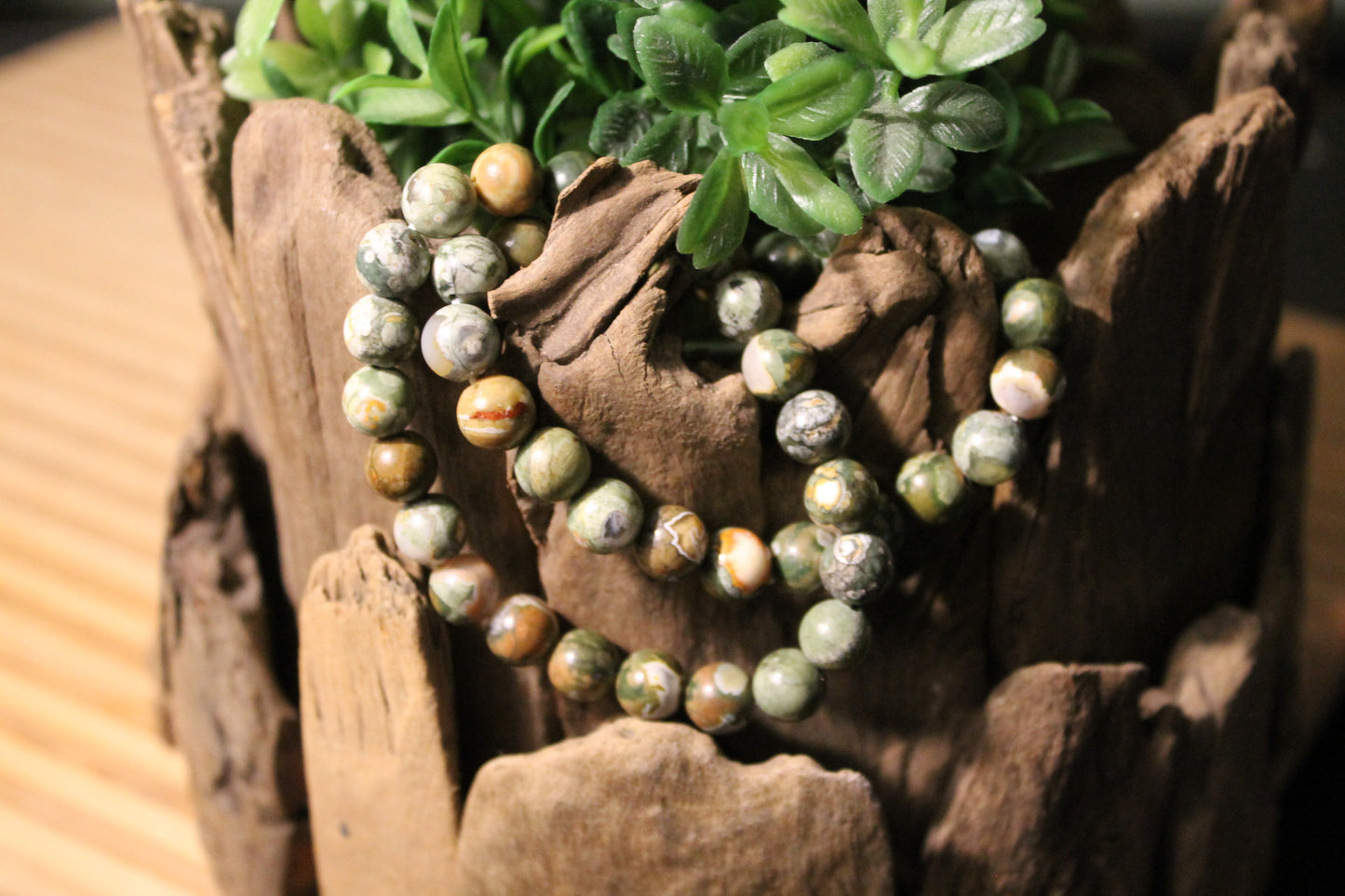 Rainforest Rhyolite Bracelets - 8mm