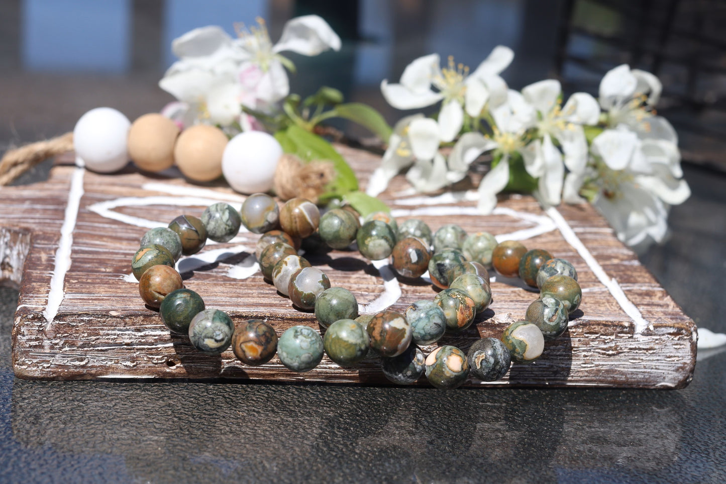 Rainforest Rhyolite Bracelets - 8mm