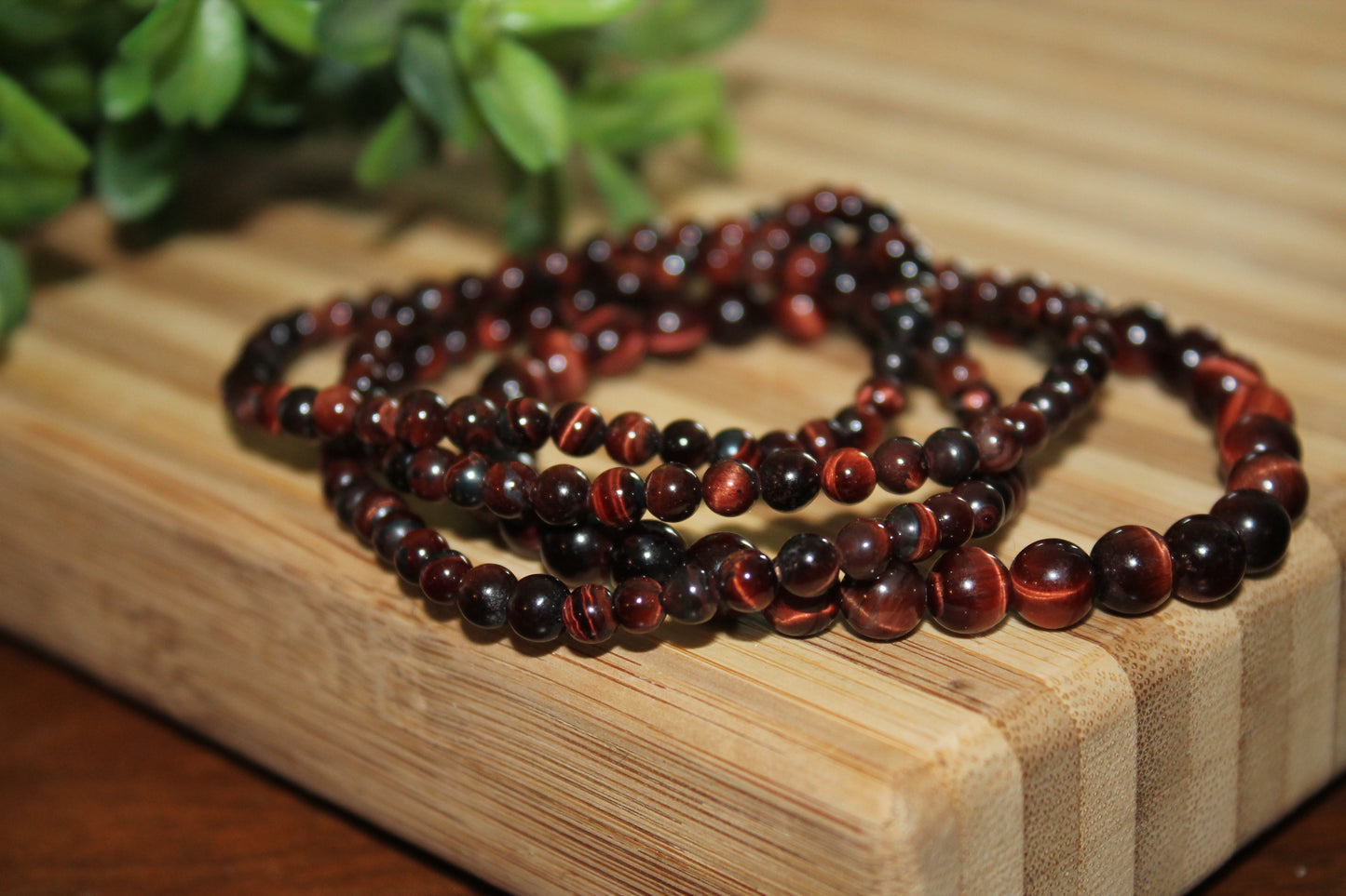 Red Tiger's Eye Bracelets - 8mm, 6mm and 4mm