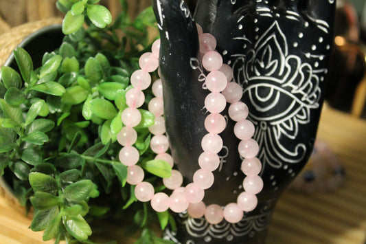 Rose Quartz & Rose Quartz with Evil Eye Bracelets - 8mm